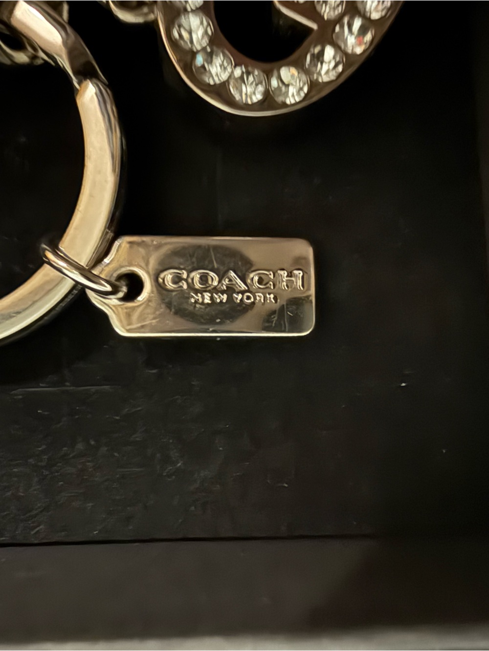 Coach Poppy Pave Crystal Heart Keyring with Coach Hangtag in silver tone 🩶 - Picture 3 of 3